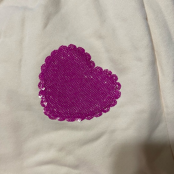 Queen Of Sparkles Heart Patterned Cream Women’s Shorts - Picture 5 of 13